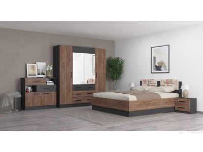 Σετ κρεβατοκάμαρας  MOKA ( tobacco κραφτ /ανθρακίτη )